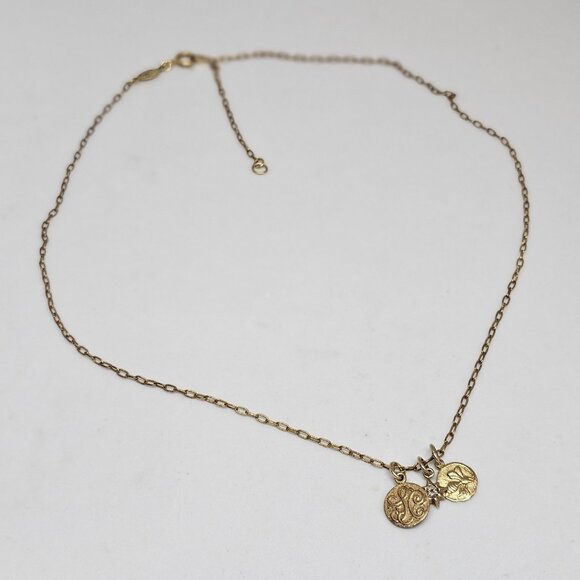 Catherine Popesco France Antiqued Gold Tone 3 Charm Pendant Necklace Bee Star - Picture 6 of 12